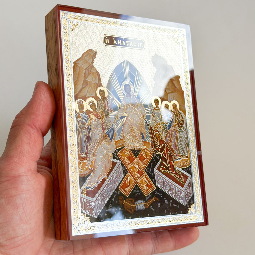 The Harrowing of Hades Icon - African Zebrawood Edition (10cm x 14cm)
