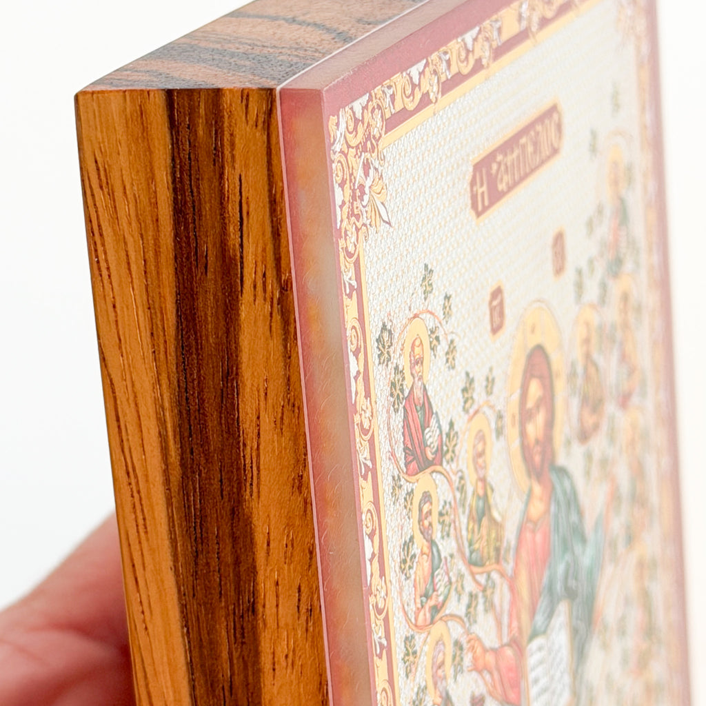 Christ The True Vine Icon - African Zebrawood Edition (10cm x 14cm)