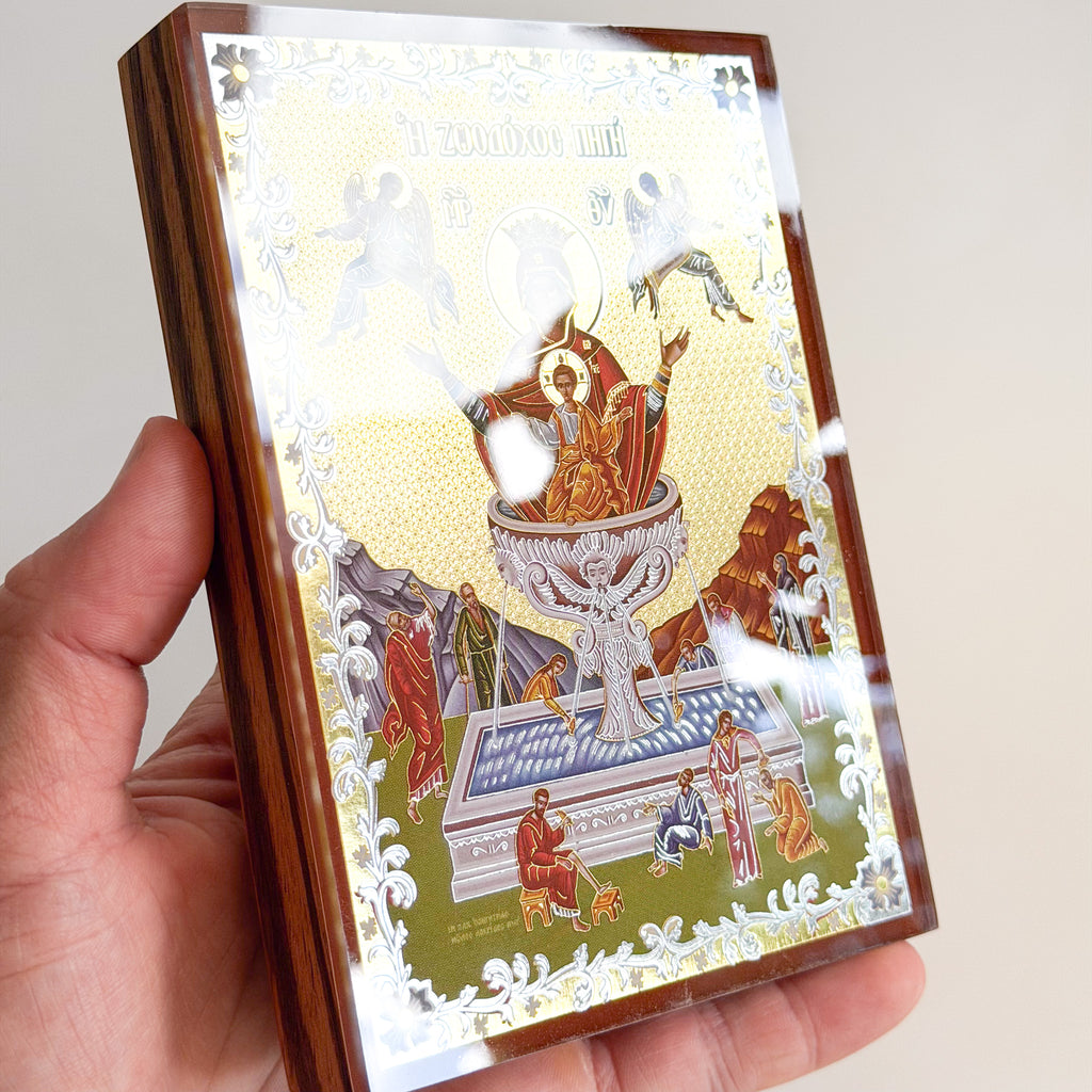 The Life-Giving Spring Icon - African Zebrawood Edition (10cm x 14cm)