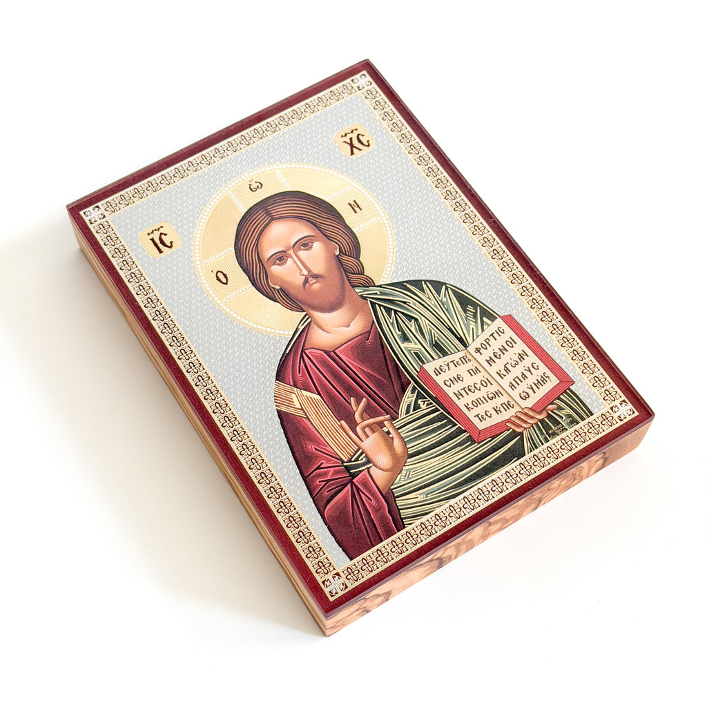 Christ’s Blessing Icon - Greek Olive Wood Edition (10cm x 14cm)