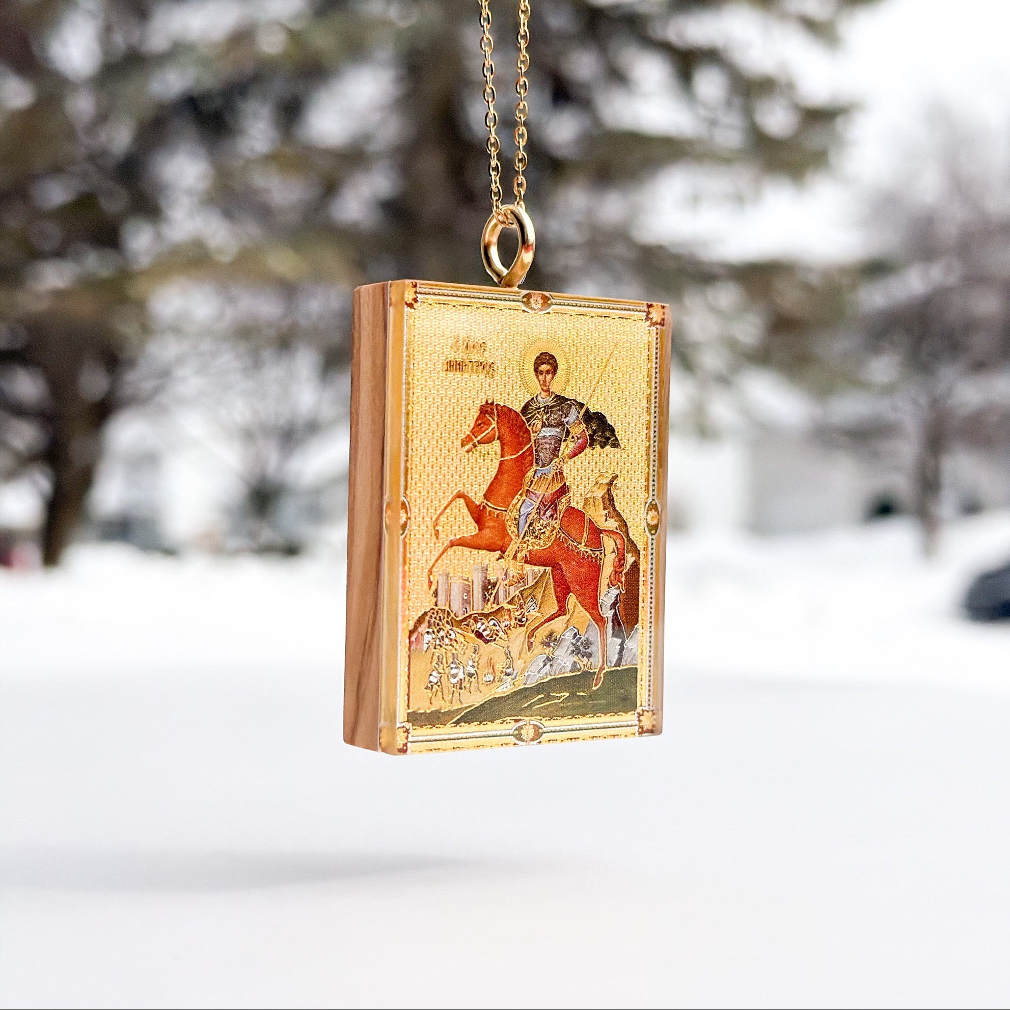 Saint Demetrius Rear-View Mirror Icon