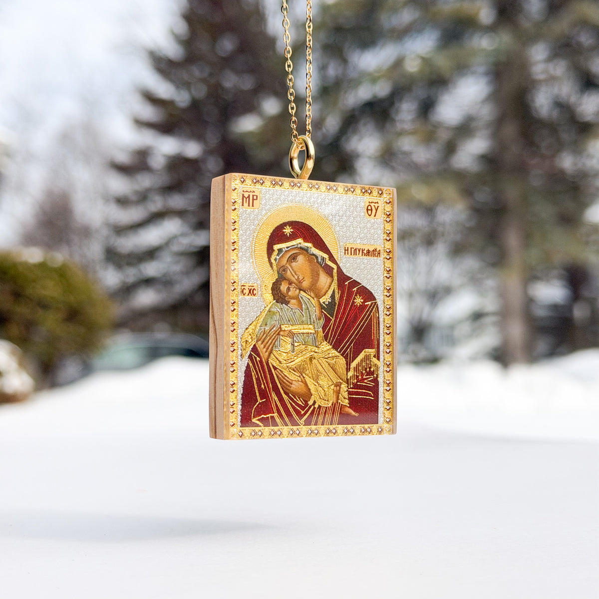 Icône du miroir de rétroviseur Theotokos Eleusa V2