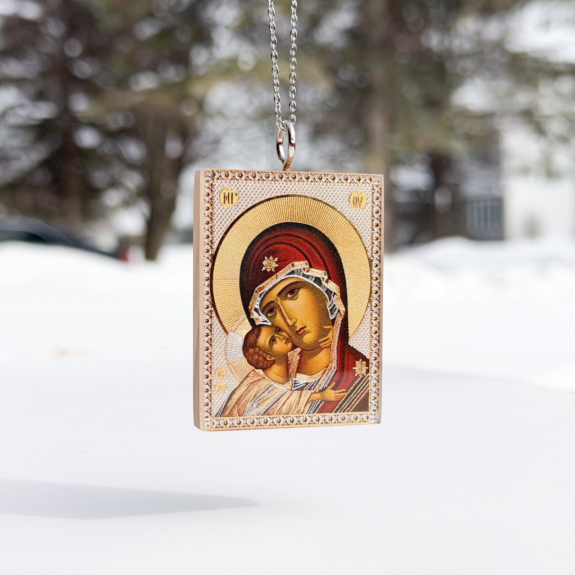 Theotokos Eleusa Rear-View Mirror Icon