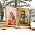 Theotokos with Christ the King & Pantocrator - Olive Wood Diptych Icon