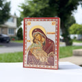 Theotokos Eleusa Icon V2 (6cm x 9cm - Greek Olive Wood)