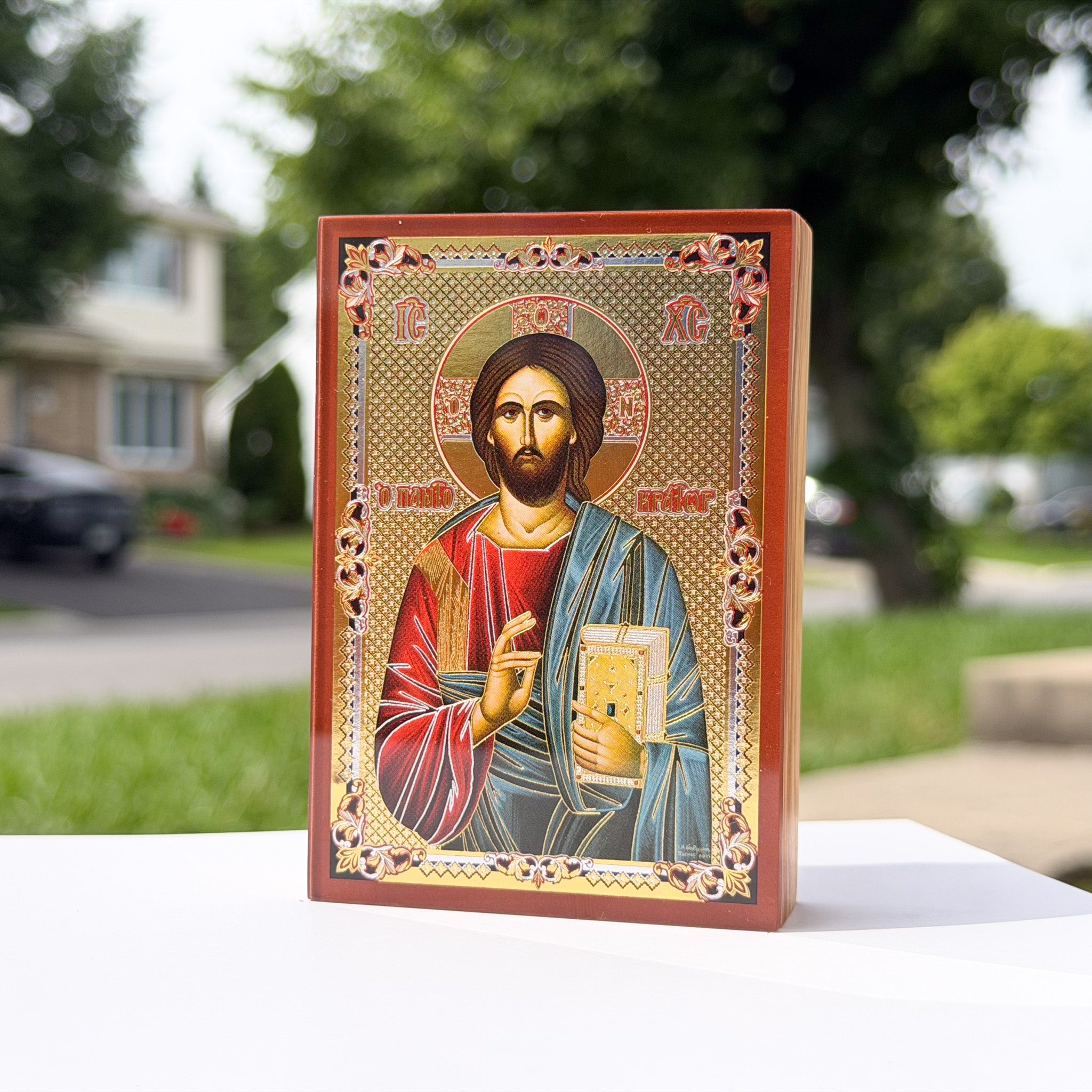 Pantocrator Icon (6cm x 9cm - Greek Olive Wood)