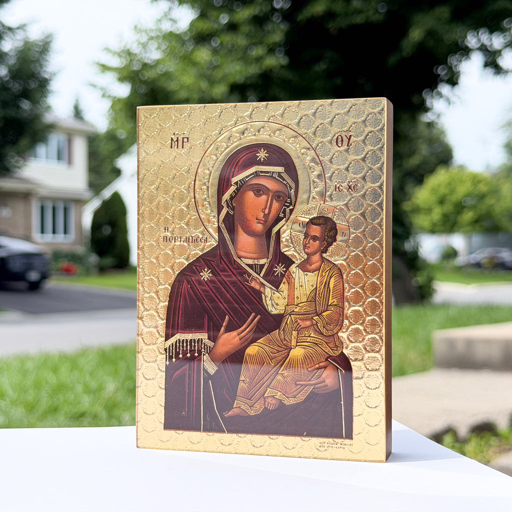 Theotokos Panagia Portaitissa Icon (10cm x 14cm - Santos Rosewood)