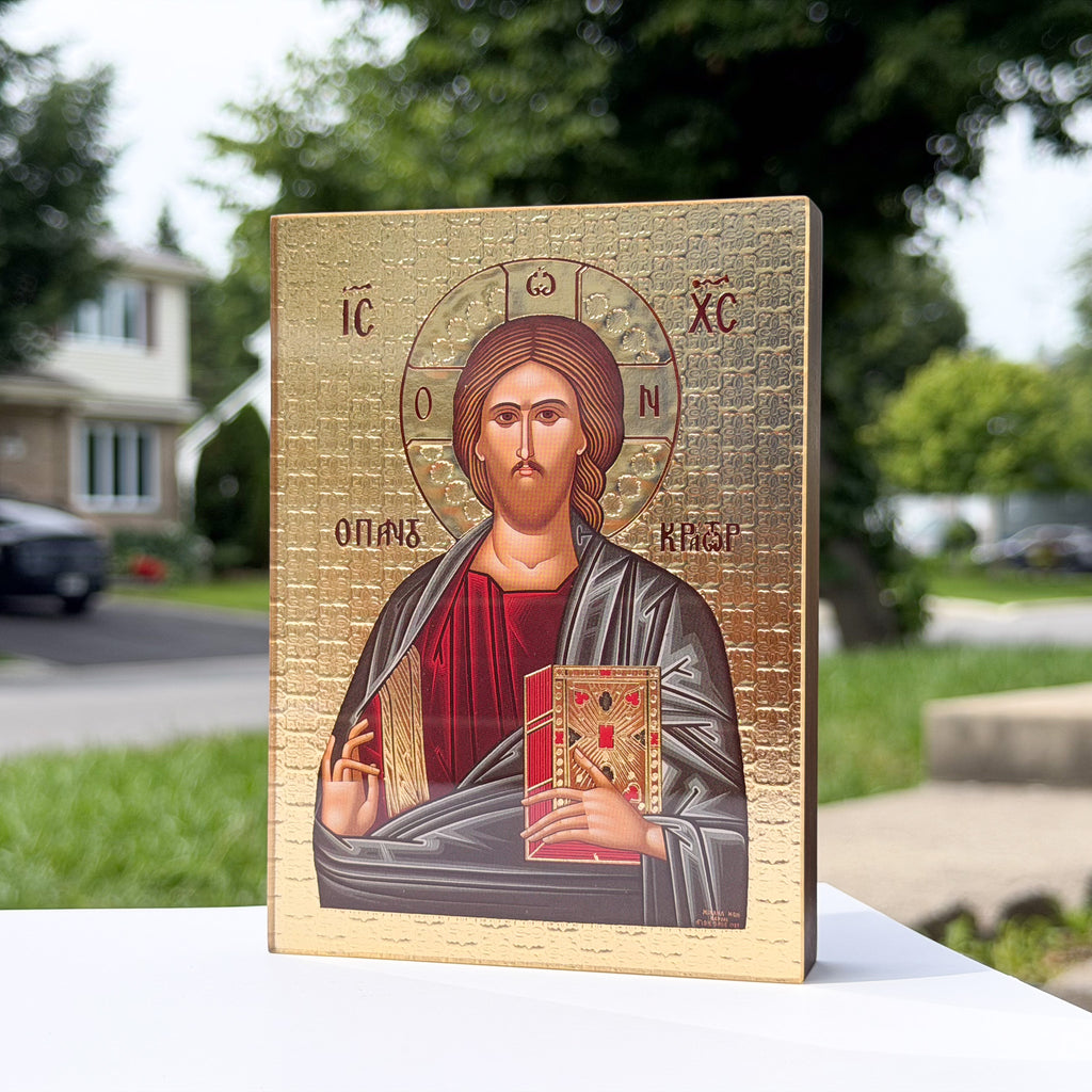 Pantocrator Icon V2 (10cm x 14cm - Santos Rosewood)