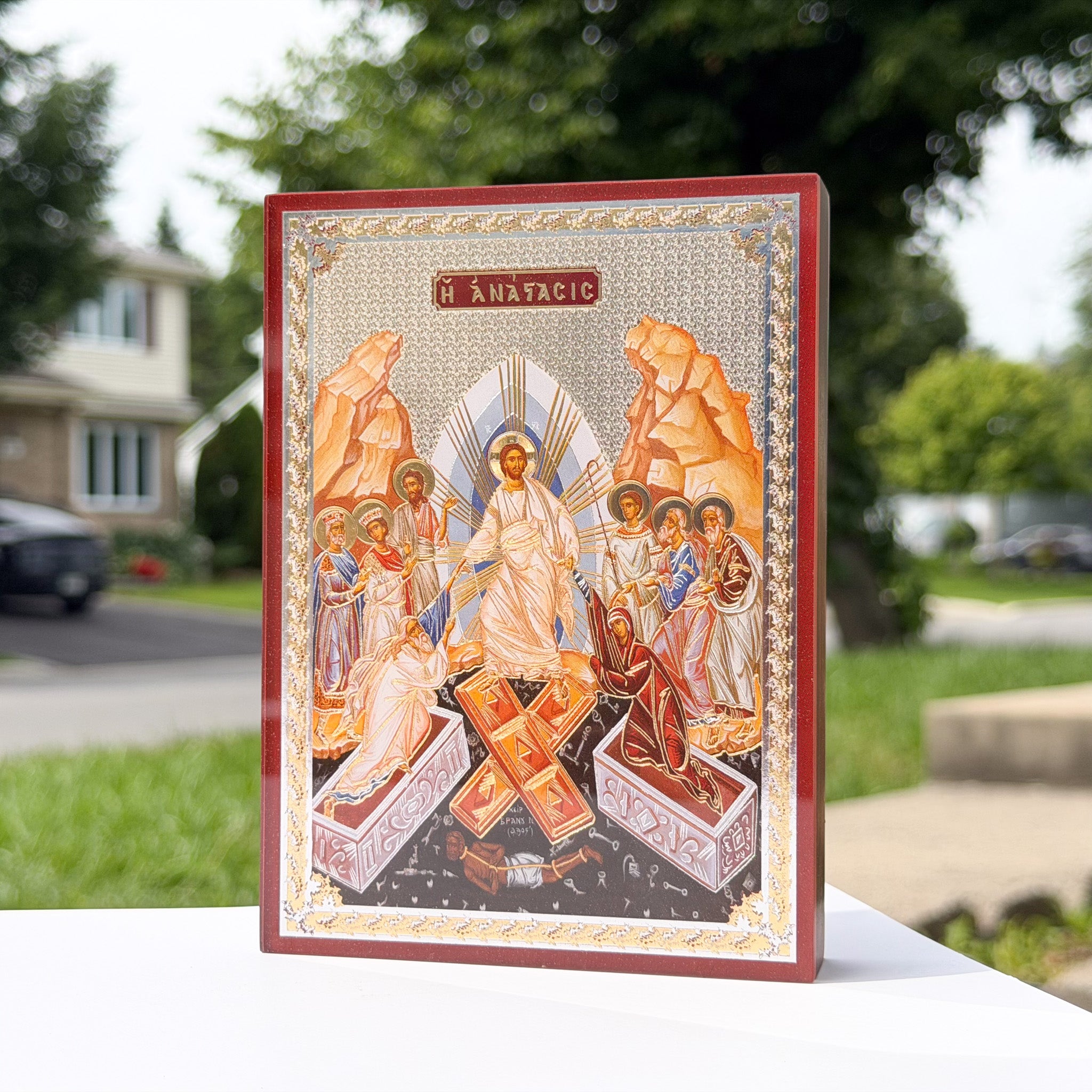 The Harrowing of Hades Icon (10cm x 14cm - Santos Rosewood)