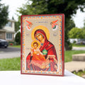 Theotokos with Christ the King Icon (10cm x 14cm - Exotic Two-Tone Purple-heart Wood)