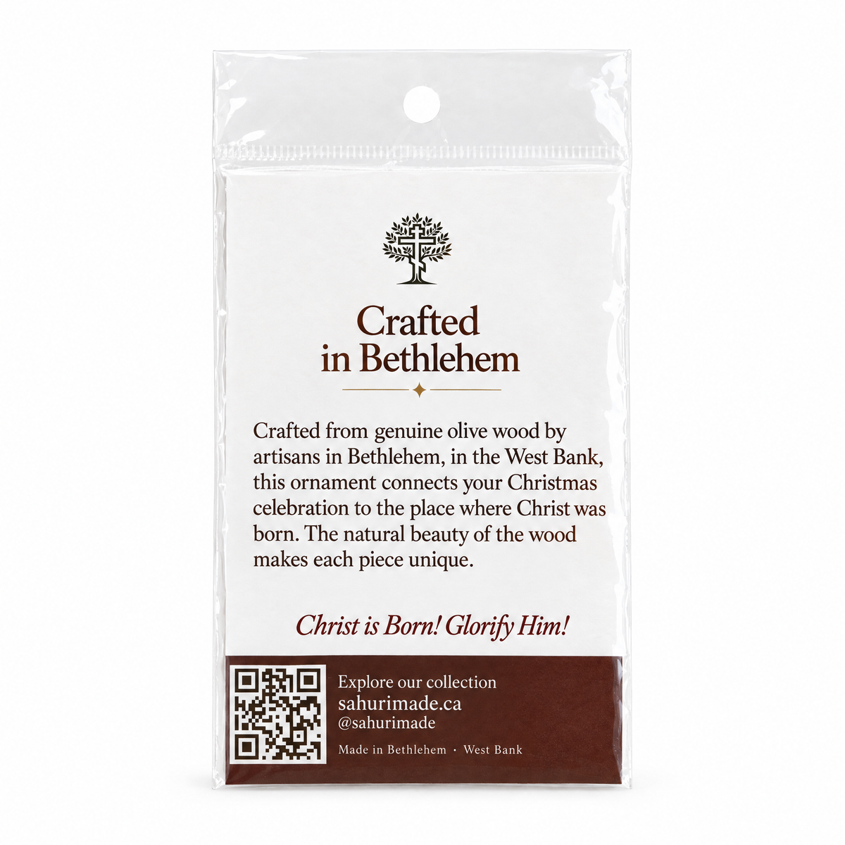 Theotokos Olive Wood Christmas Ornament