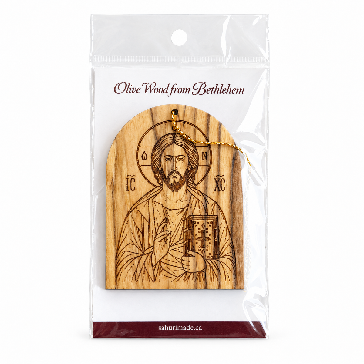 Christ Pantocrator Olive Wood Christmas Ornament
