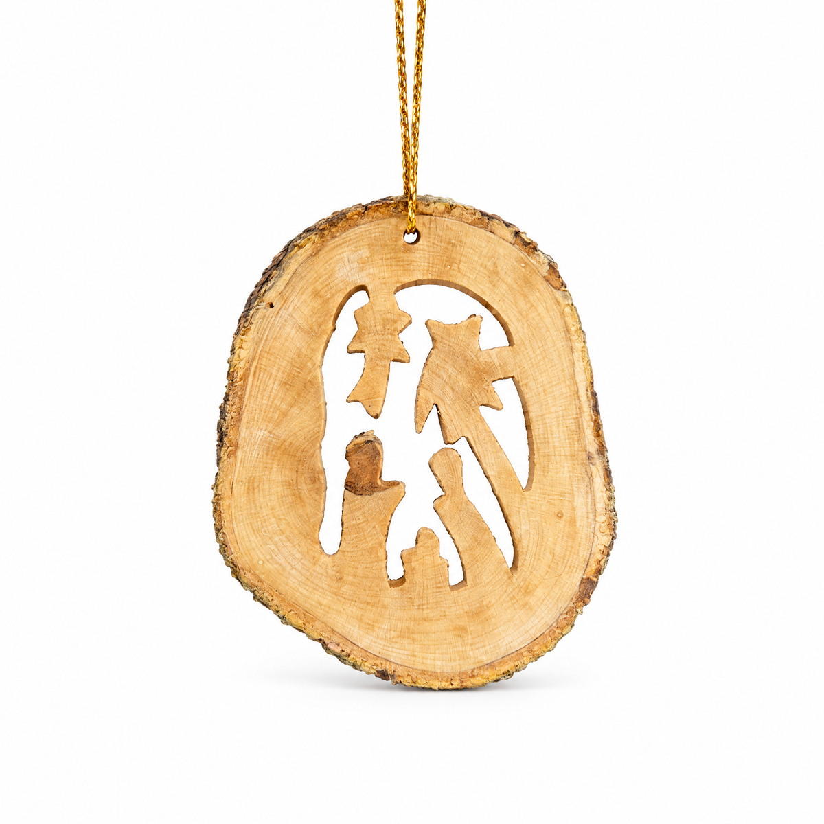 Hand-Carved Olive Wood Nativity Christmas Ornament