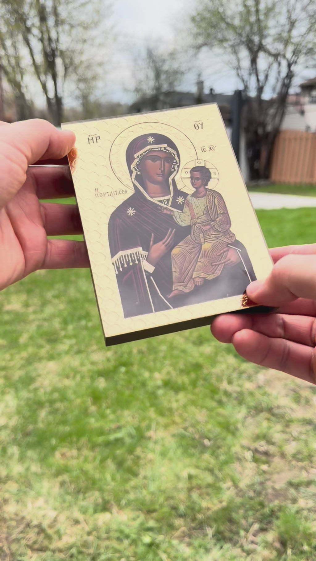 Theotokos Panagia Portaitissa Icon Santos Rosewood Edition (10cm x 14cm)