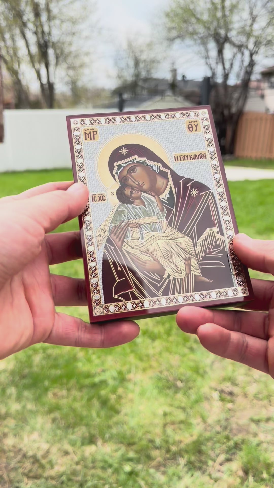 Theotokos Eleusa Icon V2 Santos Rosewood Edition (10cm x 14cm)